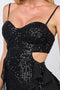 Sequin Cut-Out Ruffle Mini Dress