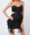 Sequin Cut-Out Ruffle Mini Dress