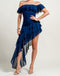 Off-Shoulder Ruffle Asymmetrical Dress