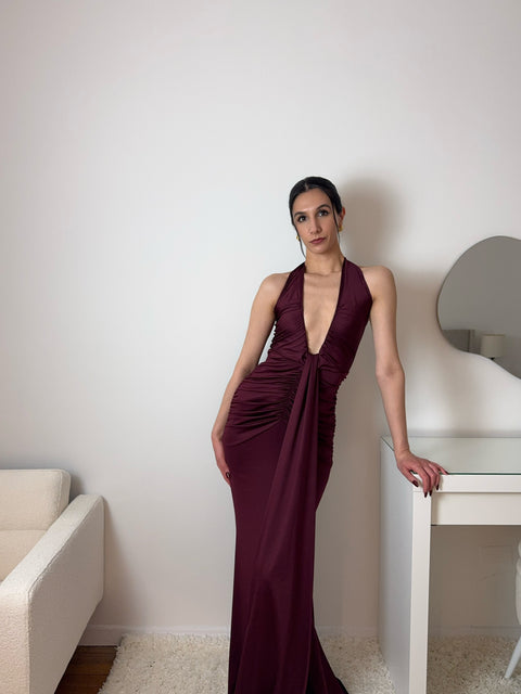Midnight Seduction Dress - Burgundy