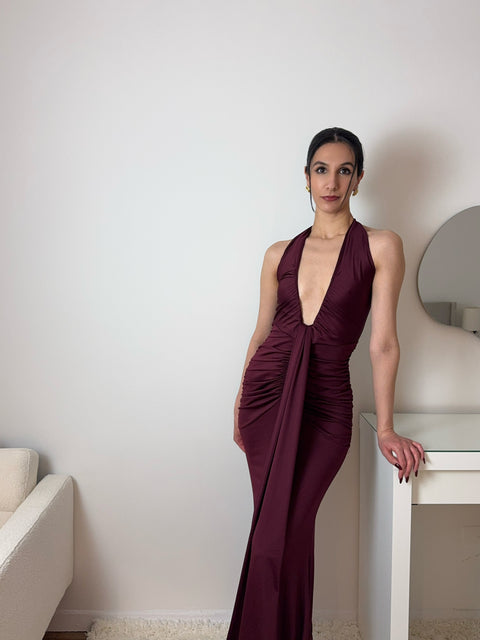 Midnight Seduction Dress - Burgundy