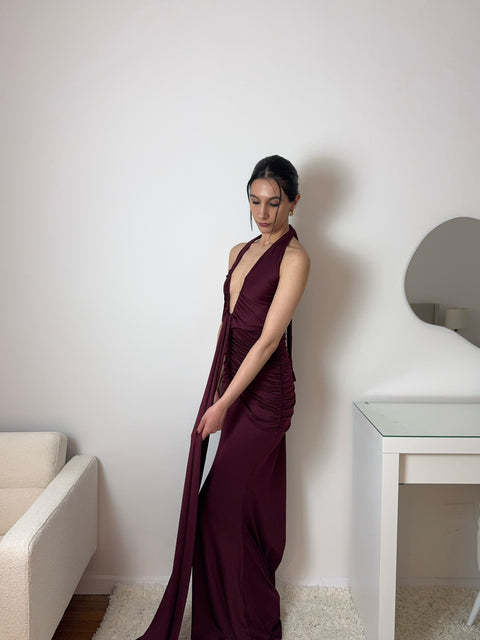 Midnight Seduction Dress - Burgundy