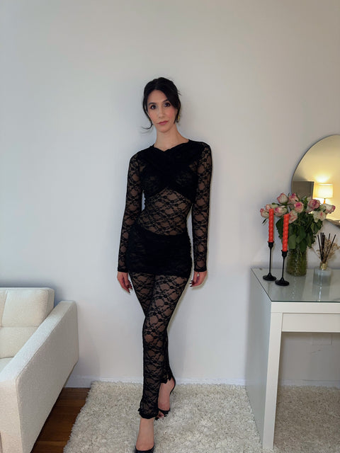 Blush Kiss Lace Set - Noir