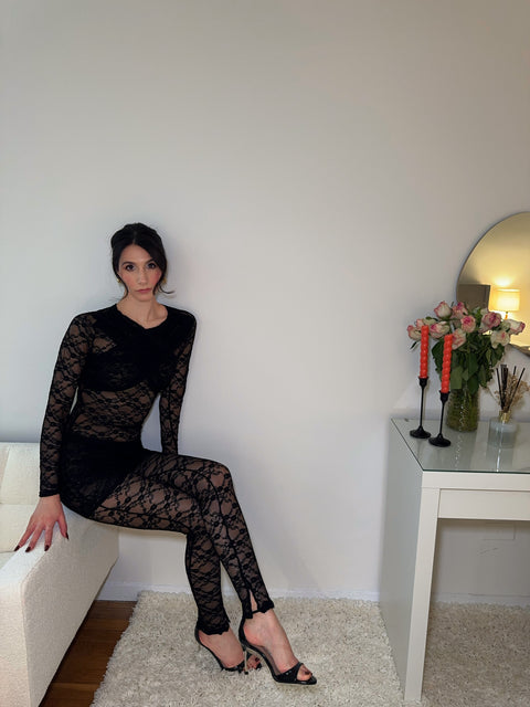 Blush Kiss Lace Set - Noir