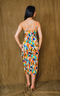 Silky, multi-color, midi, dress.