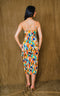Silky, multi-color, midi, dress.