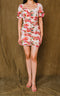 Mini, flower print, princess shoulder sleeve has front button up.