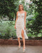 White countryside dress has yellow floral print and side slit, completes your flowy natural style.