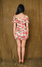 Mini, flower print, princess shoulder sleeve has front button up.