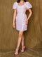 Powder pink, mini gown dress.
